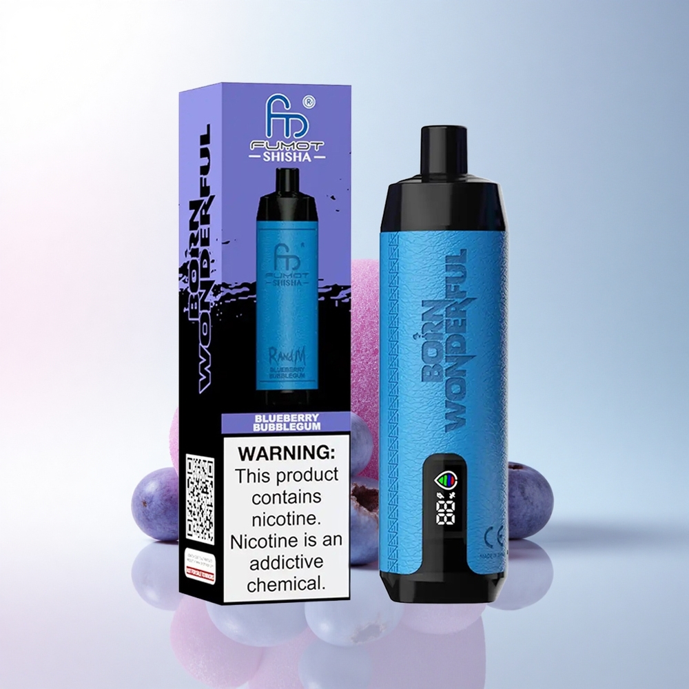 RandM Fumot Shisha 10000 Puffs Blaubeer-Bubblegum 850mAh 0.5% Nikotin Typ-C