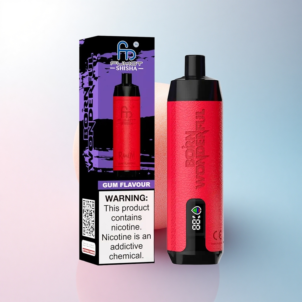 RandM Fumot Shisha 10000 Puffs Kaugummi-Geschmack LED-Typ-C 0,5% Nikotin
