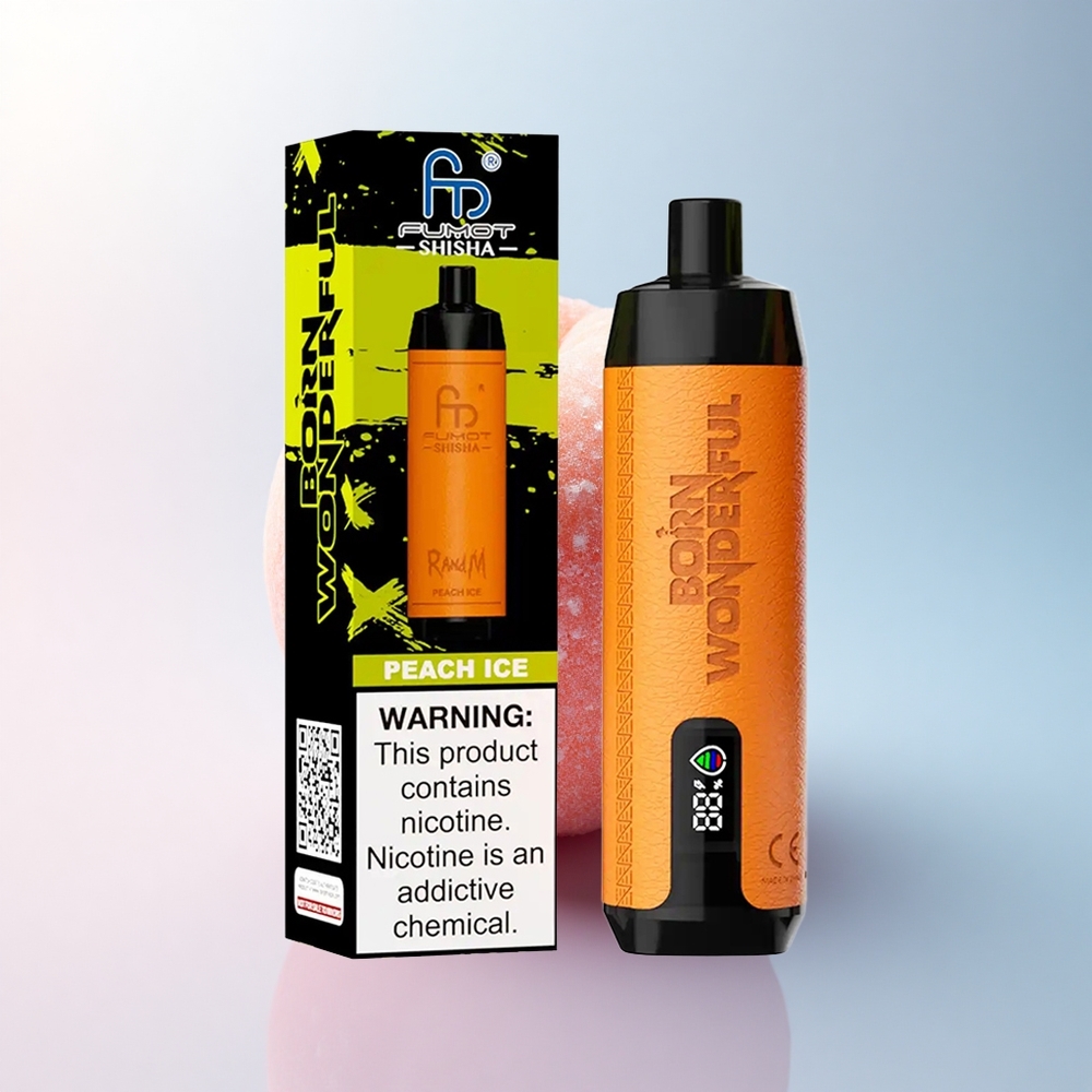 RandM Fumot Shisha 10000 Puffs Pfirsich-Eis mit 18ml E-Liquid und 0,5% Nikotin