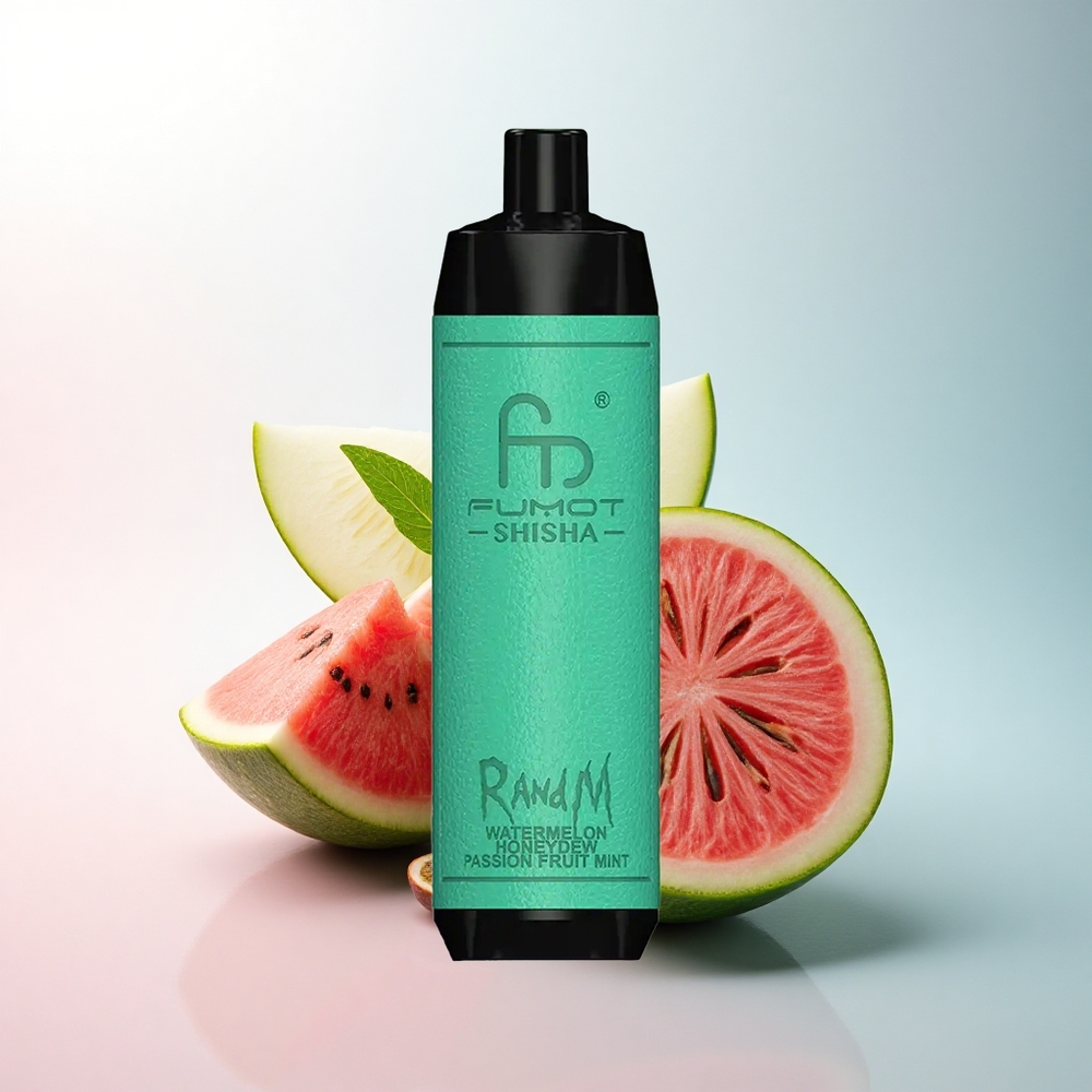 RandM Fumot Shisha 10000 Puffs Wassermelone Honigtau Passionsfrucht Minze mit 850 mAh und 0,5% Nikotin
