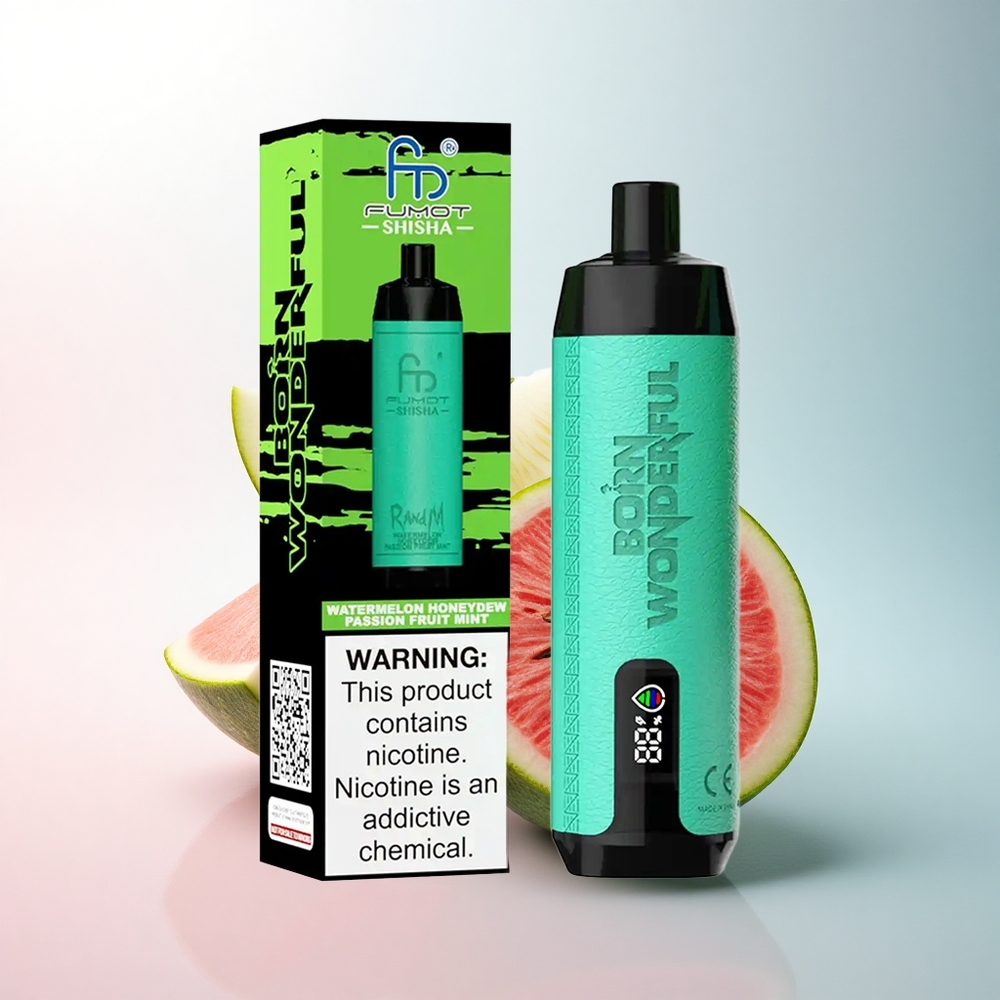RandM Fumot Shisha 10000 Puffs Wassermelone Honigtau Passionsfrucht Minze mit 850 mAh und 0,5% Nikotin