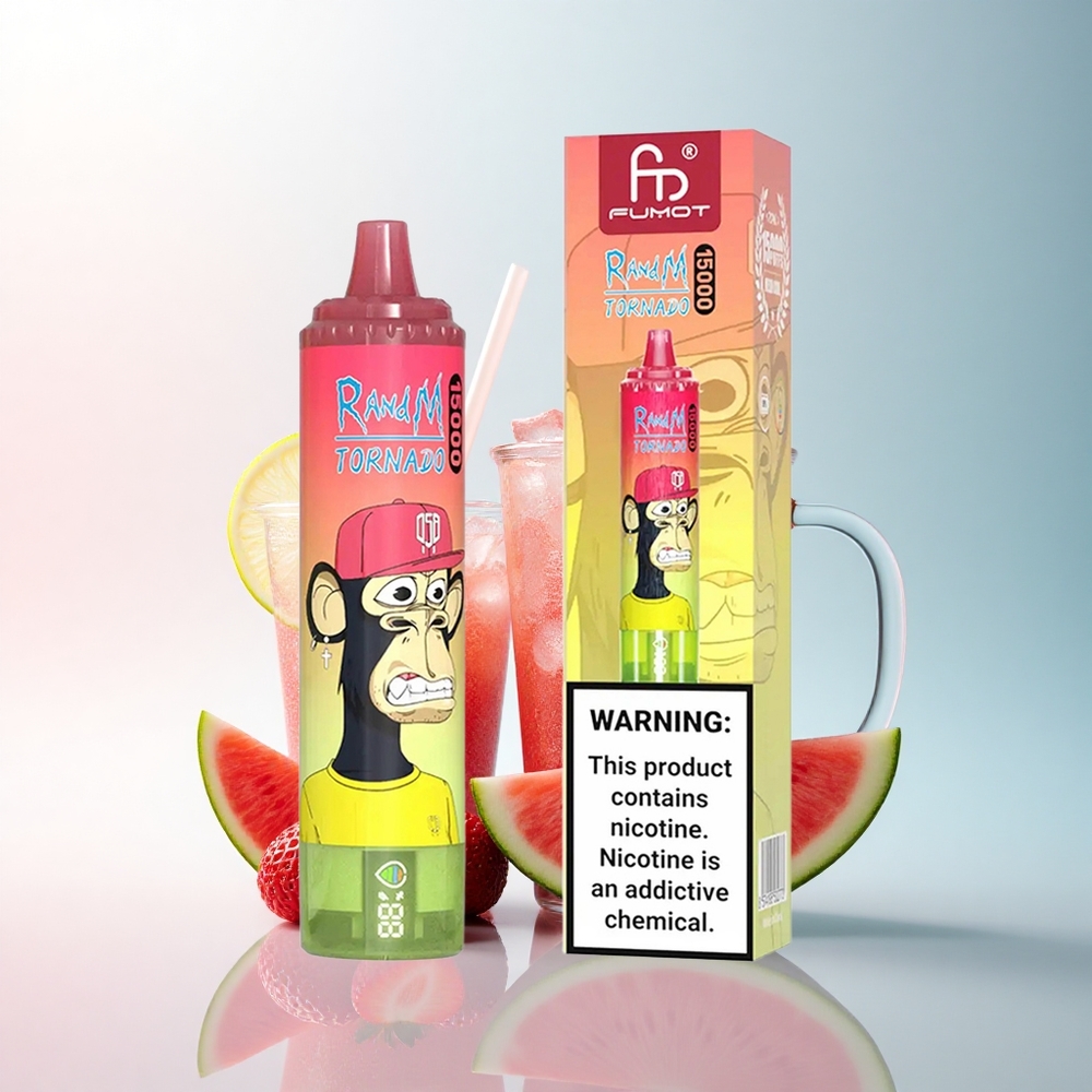 RandM Fumot Tornado 15000 Puffs Erdbeer-Wassermelonen-Limonade mit Mesh Coil und 850mAh
