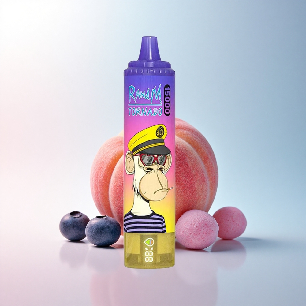 RandM Fumot Tornado 15000 Puffs Pfirsich-Heidelbeer-Bonbon mit 25ml Flüssigkeit und 850mAh