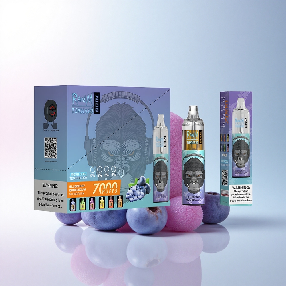 RandM Fumot Tornado 7000 Puffs Blaubeere Bubblegum 850mAh Mesh Coil 5% Nicotine