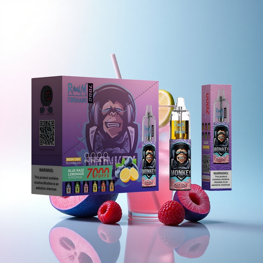RandM Fumot Tornado 7000 Puffs Blaue Himbeerlimonade mit 5% Nikotin und 850 mAh
