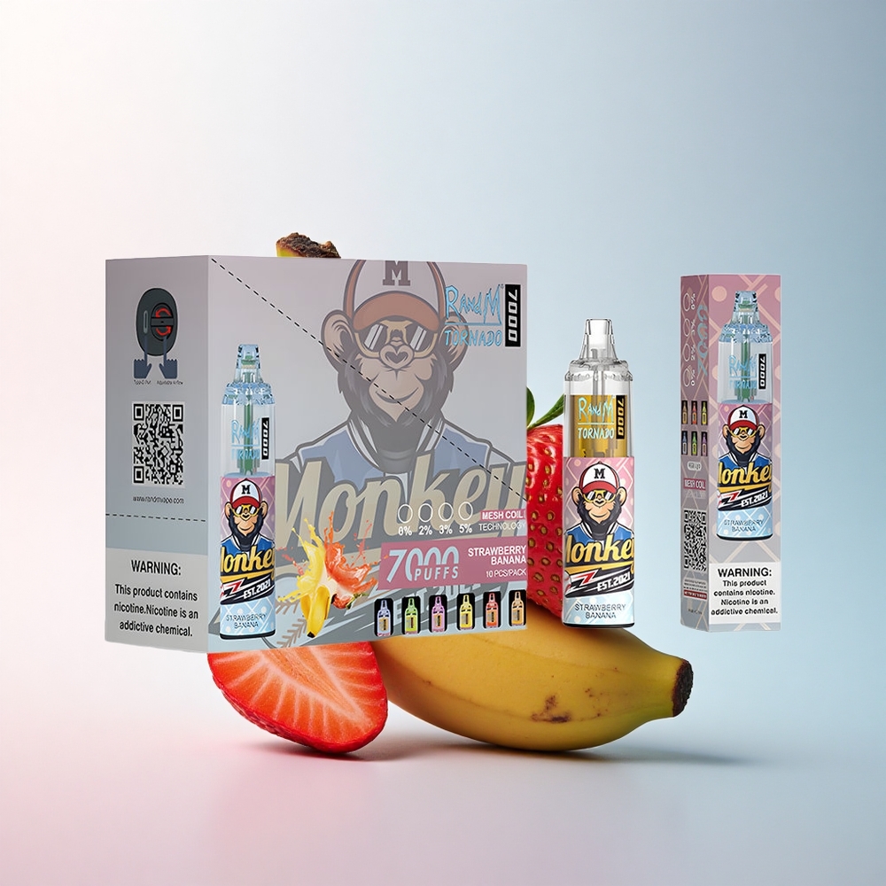 RandM Fumot Tornado 7000 Puffs Erdbeer-Banane mit 14 ml E-Liquid und 850 mAh