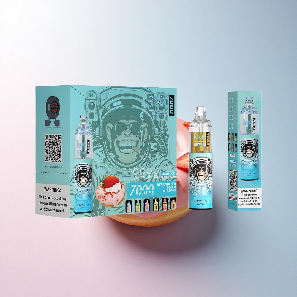 RandM Fumot Tornado 7000 Puffs Erdbeer-Donut mit 14 ML E-Liquid und 850 mAh