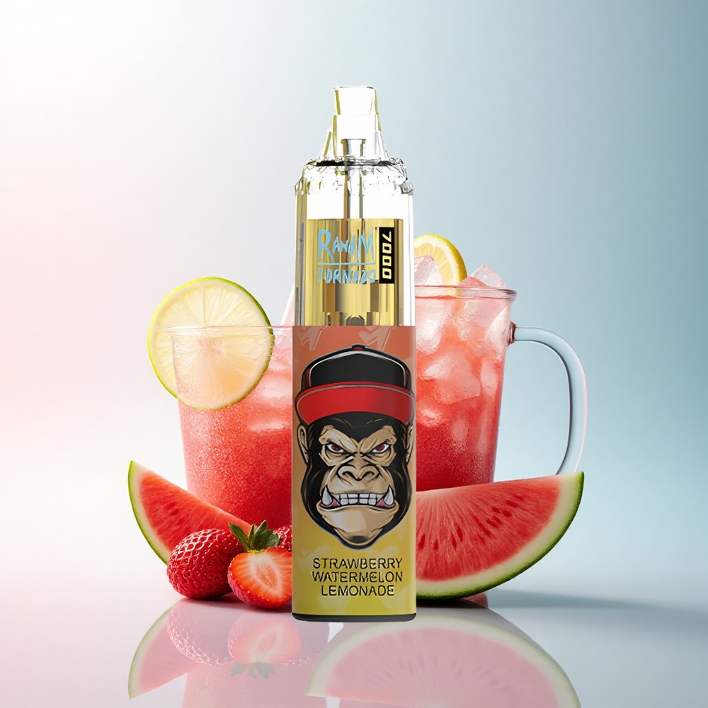 RandM Fumot Tornado 7000 Puffs Erdbeer-Wassermelonen-Limonade mit 850 mAh und Typ-C-Port
