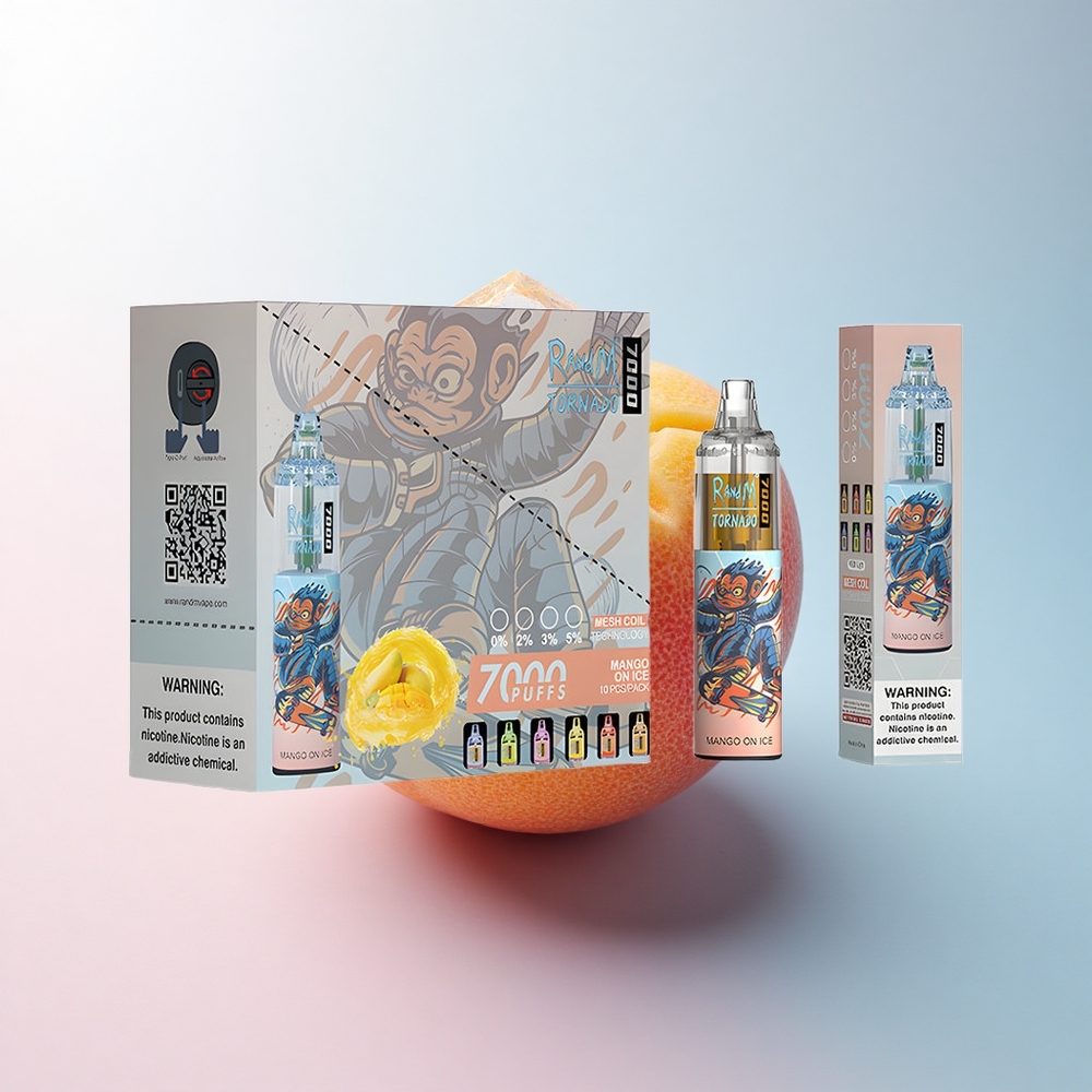 RandM Fumot Tornado 7000 Puffs Mango Auf Eis mit 850 mAh und 5% Nikotin