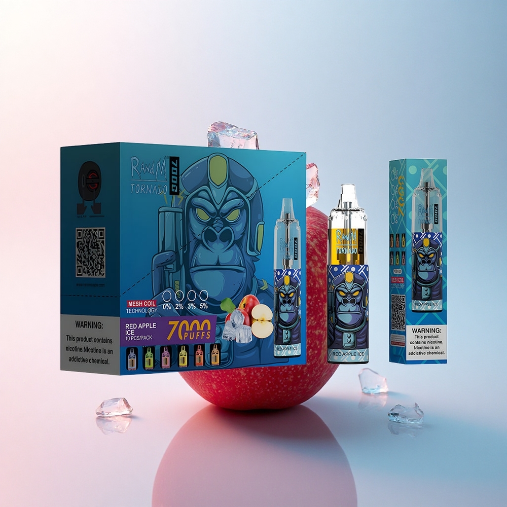 RandM Fumot Tornado 7000 Puffs Roter Apfel Eis mit Mesh Coil und 5% Nikotin