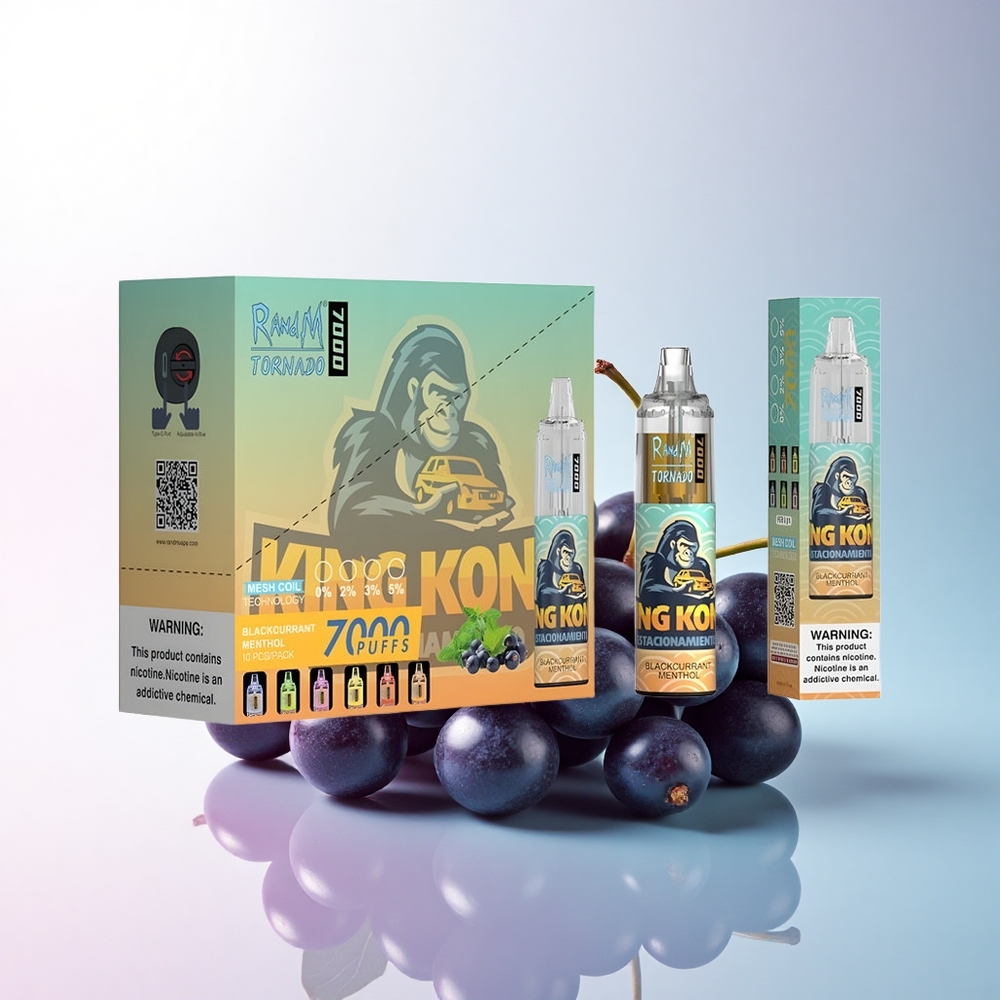 RandM Fumot Tornado 7000 Puffs Schwarze Johannisbeere Menthol 5% Nikotin 850 mAh Typ-C