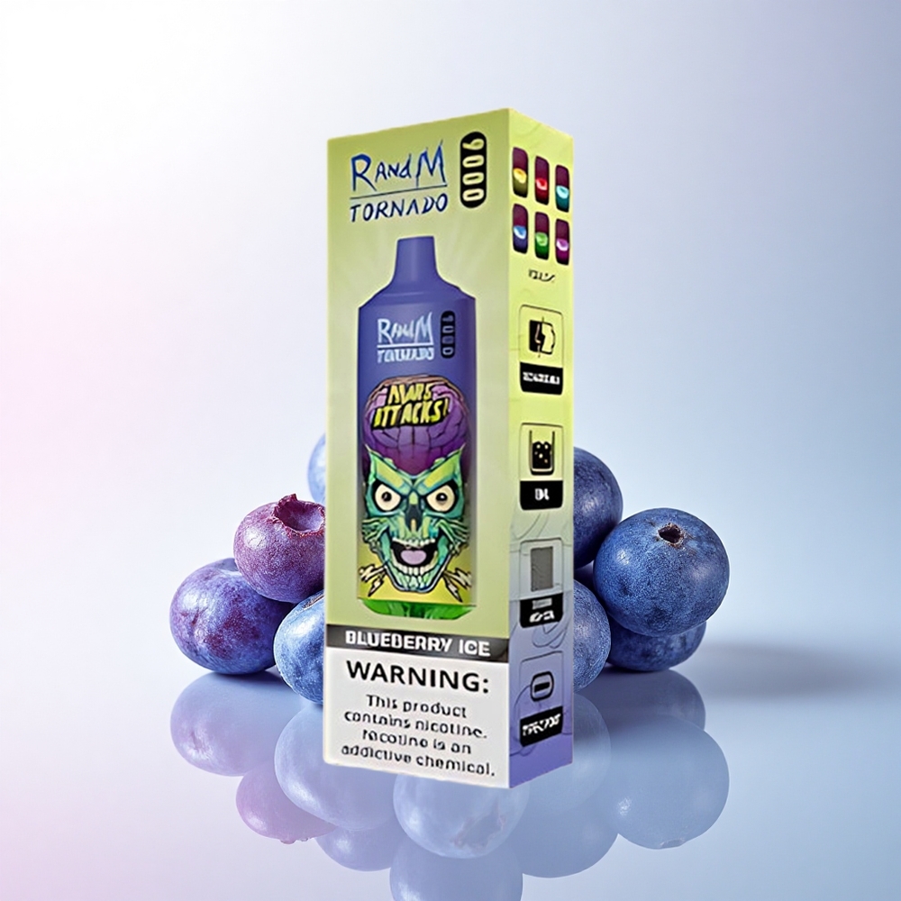 RandM Fumot Tornado 9000 Puffs Blaubeer-Eis mit 18 mL Flüssigkeit und Mesh Coil