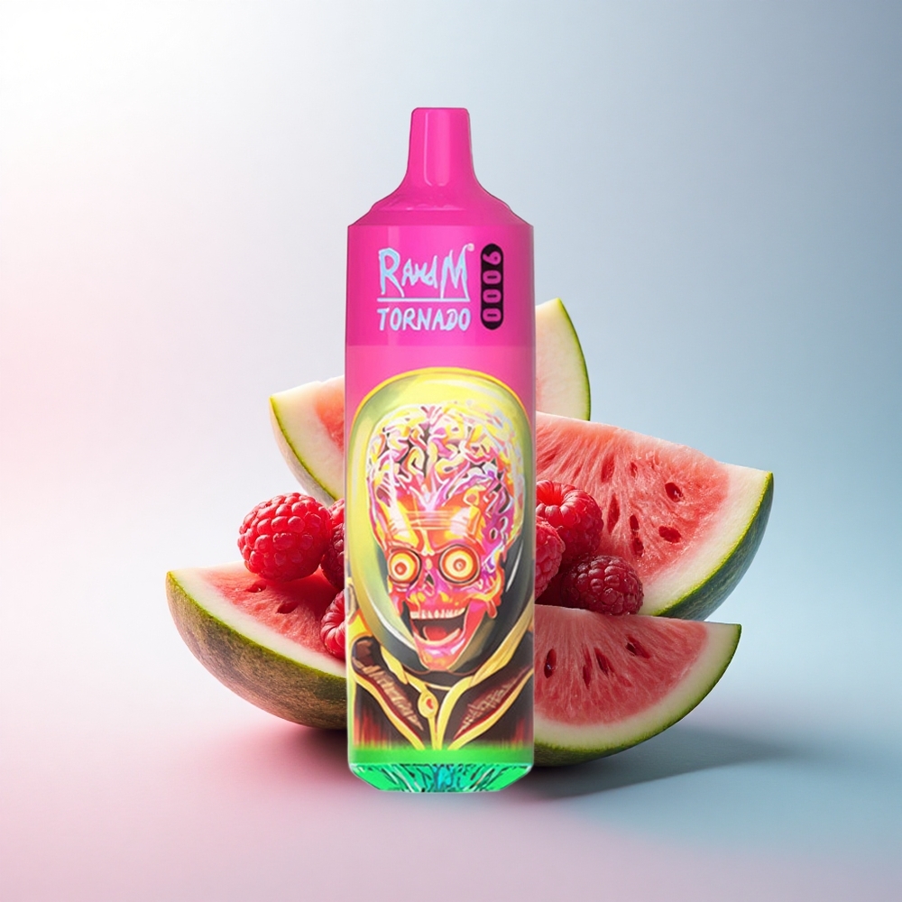 RandM Fumot Tornado 9000 Puffs Deutsche Himbeer-Wassermelone mit 18 mL Flüssigkeit und Mesh Coil