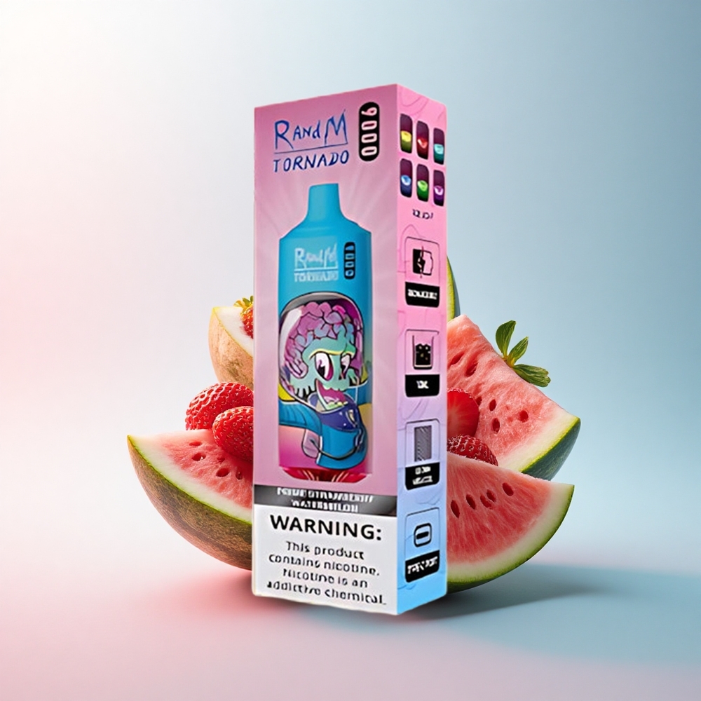 RandM Fumot Tornado 9000 Puffs Erdbeer-Wassermelone mit 18 ml E-Liquid und Mesh Coil