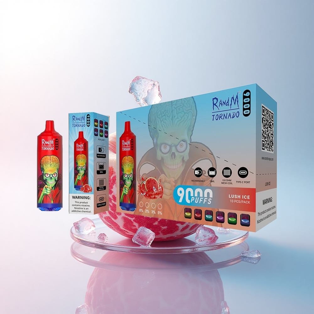 RandM Fumot Tornado 9000 Puffs Frischer Eisgeschmack mit 850 mAh und Mesh Coil