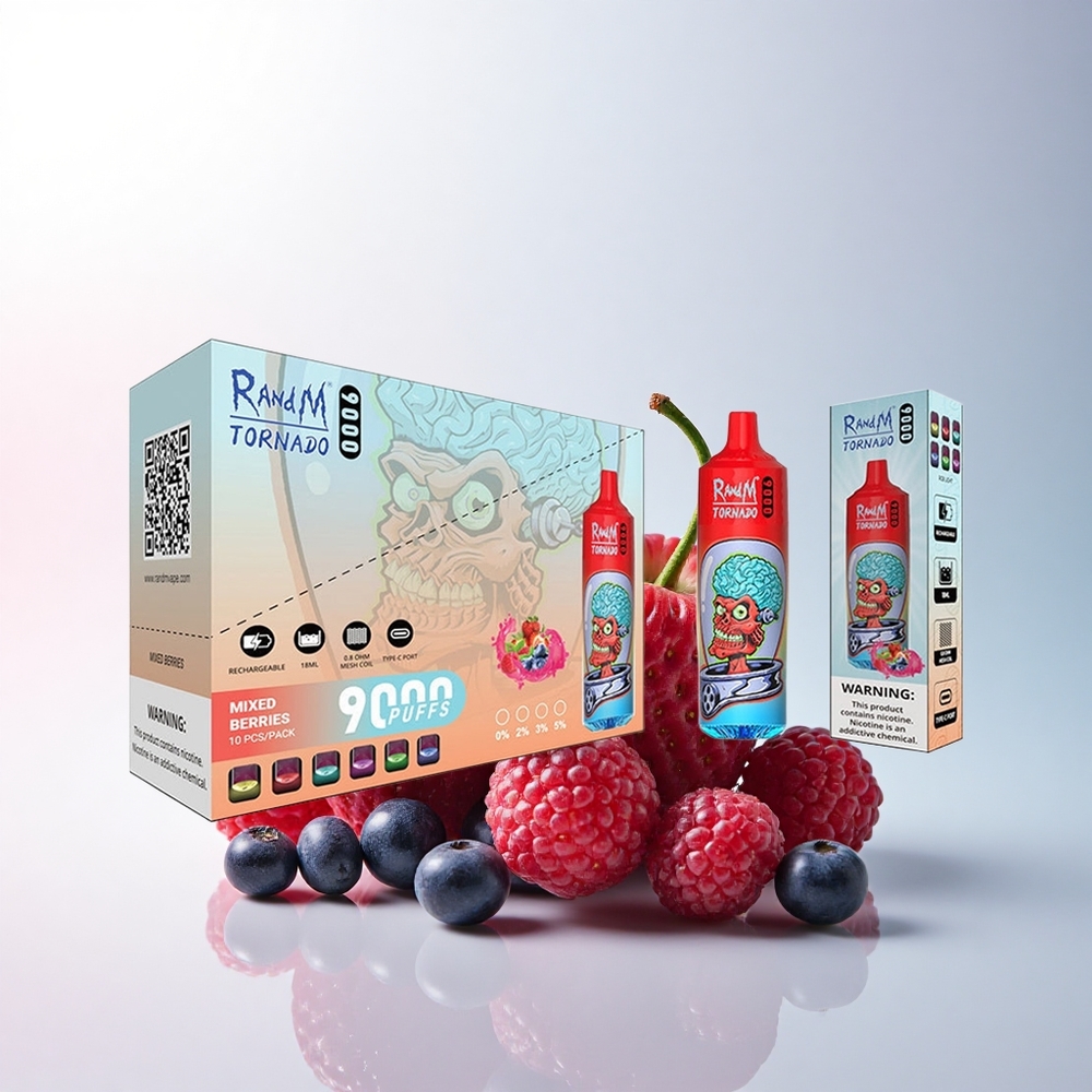 RandM Fumot Tornado 9000 Puffs Gemischte Beeren mit 850 mAh und Mesh Coil