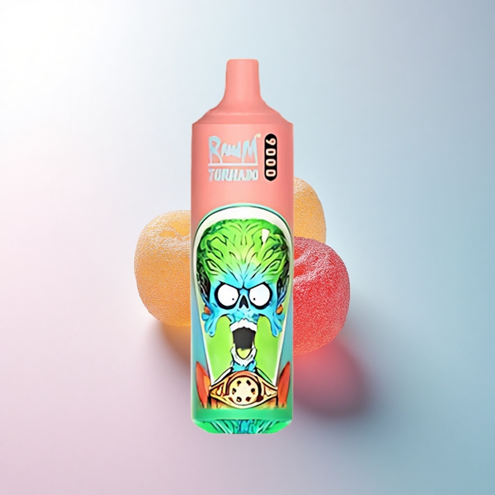 RandM Fumot Tornado 9000 Puffs Gummibärchen 850 mAh 18 mL Mesh Coil RGB Display 54 Geschmacksrichtungen