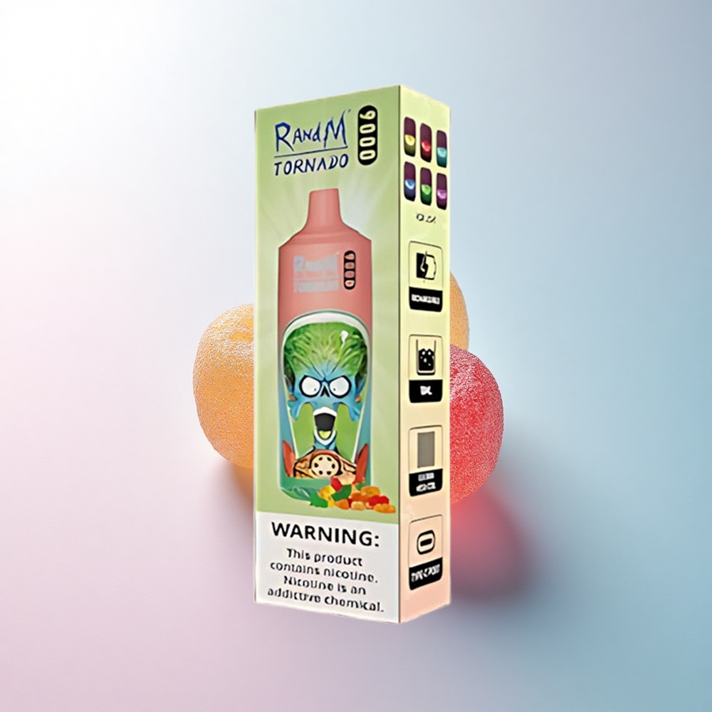 RandM Fumot Tornado 9000 Puffs Gummibärchen 850 mAh 18 mL Mesh Coil RGB Display 54 Geschmacksrichtungen