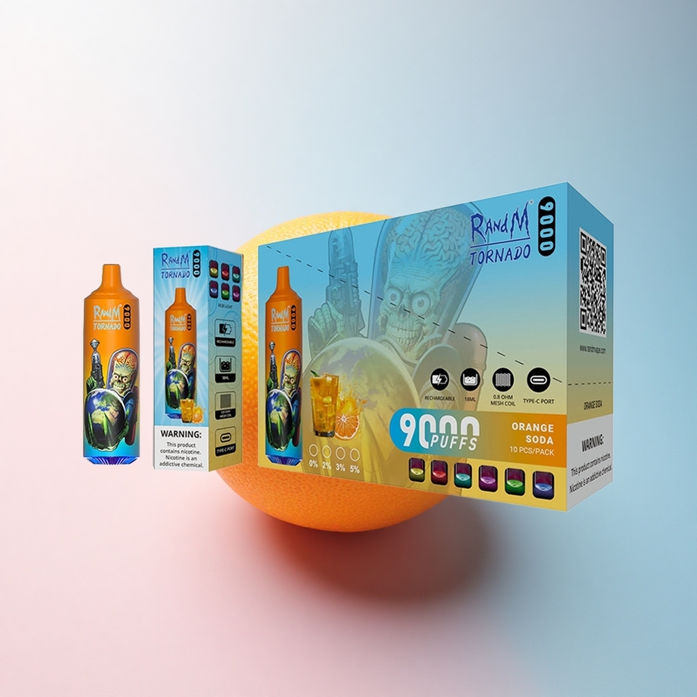 RandM Fumot Tornado 9000 Puffs Orangenlimonade E-Zigarette mit 18 mL Flüssigkeit und Mesh Coil