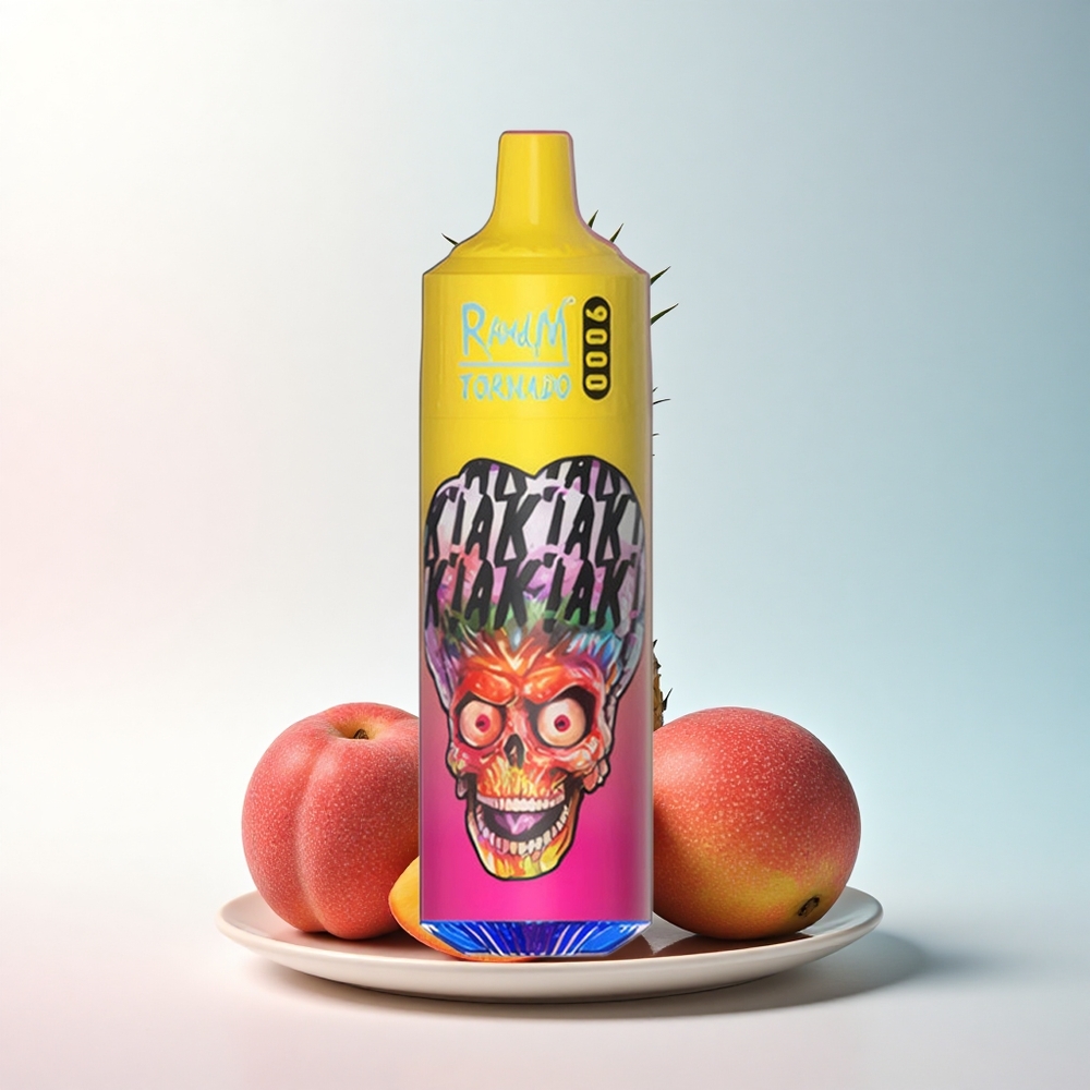 RandM Fumot Tornado 9000 Puffs Pfirsich-Mango-Ananas mit 850 mAh und 18 mL Mesh Coil