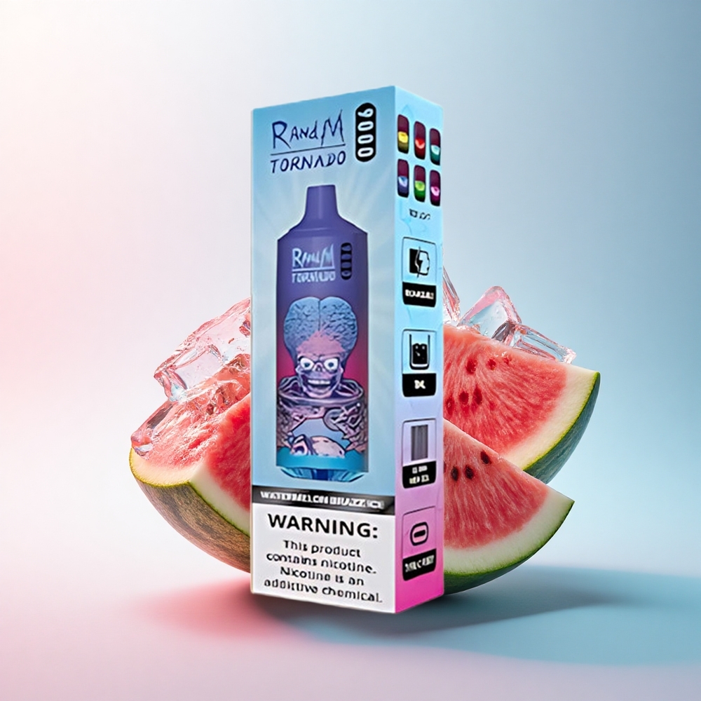 RandM Fumot Tornado 9000 Puffs Wassermelone Brazz Eis mit 18 mL Flüssigkeit und Mesh Coil
