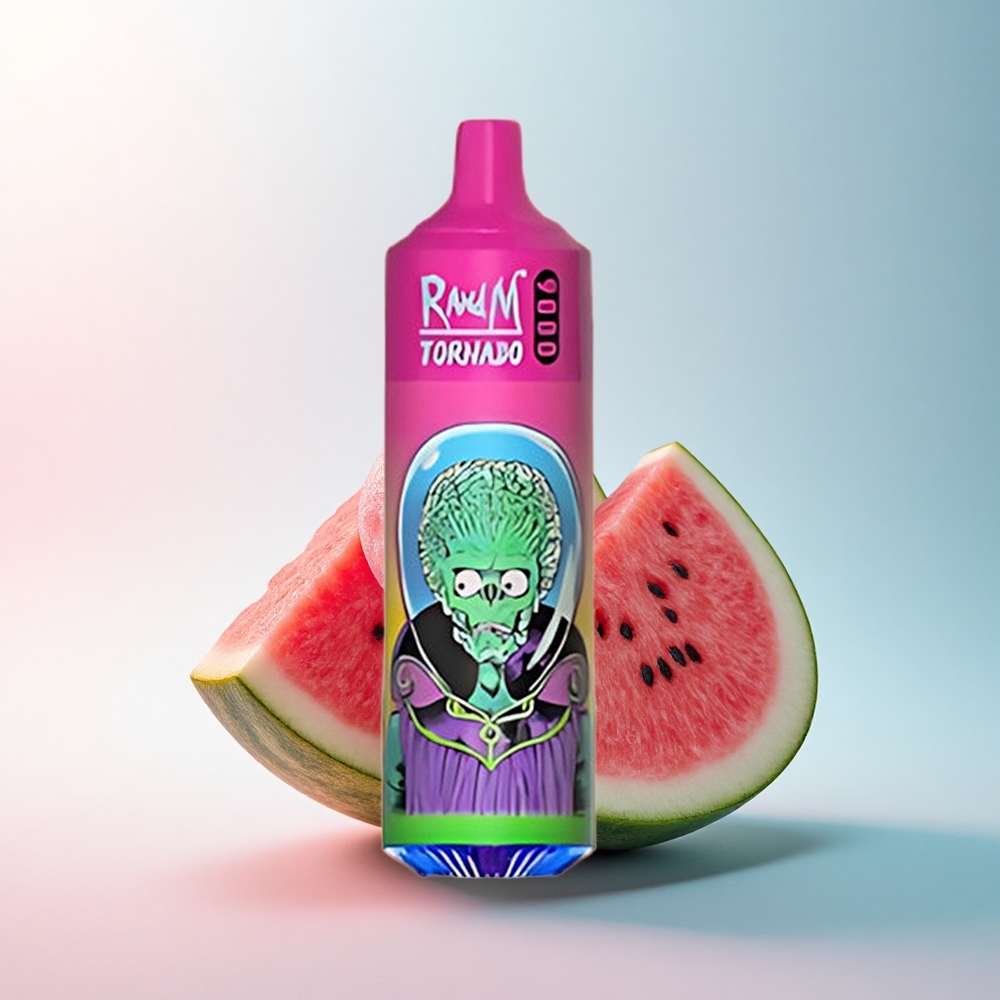 RandM Fumot Tornado 9000 Puffs Wassermelonen-Kaugummi mit 18 mL E-Liquid und Mesh Coil