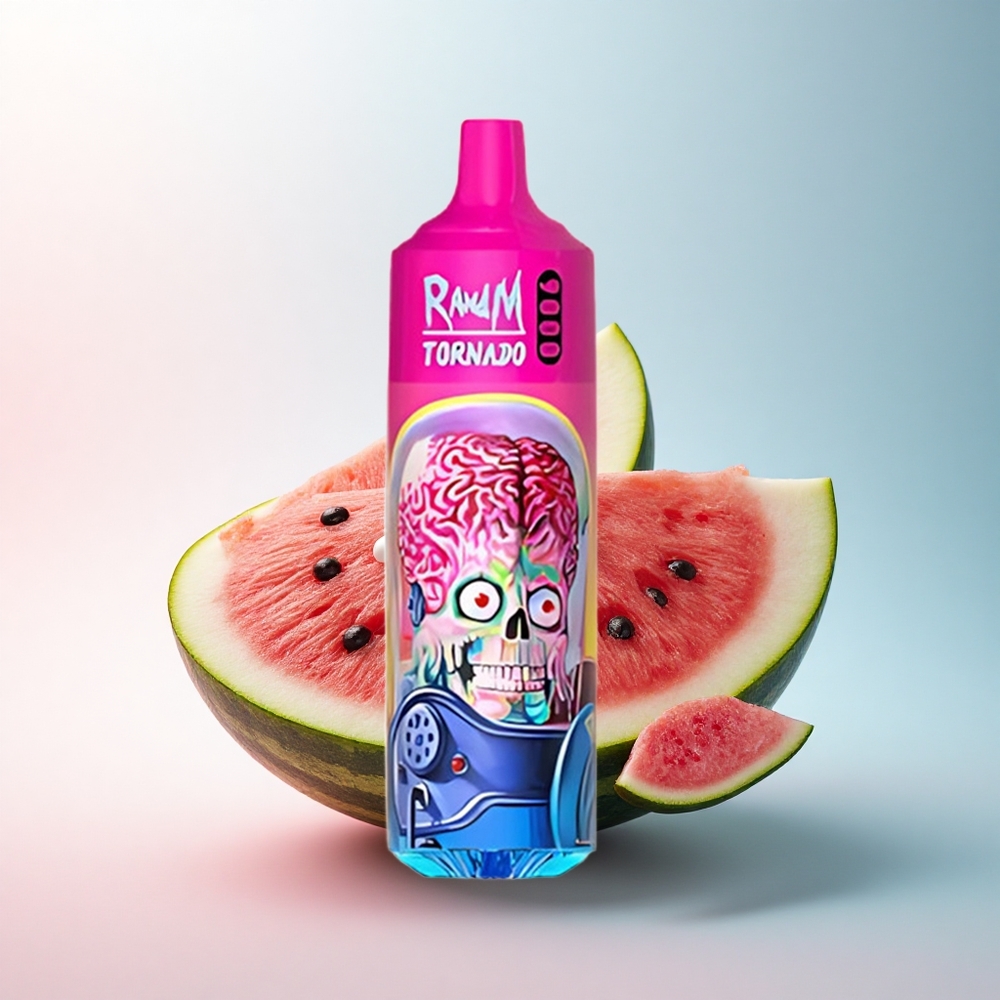 RandM Fumot Tornado 9000 Puffs Wassermelonen-Skittles mit 18 mL E-Liquid und Mesh Coil