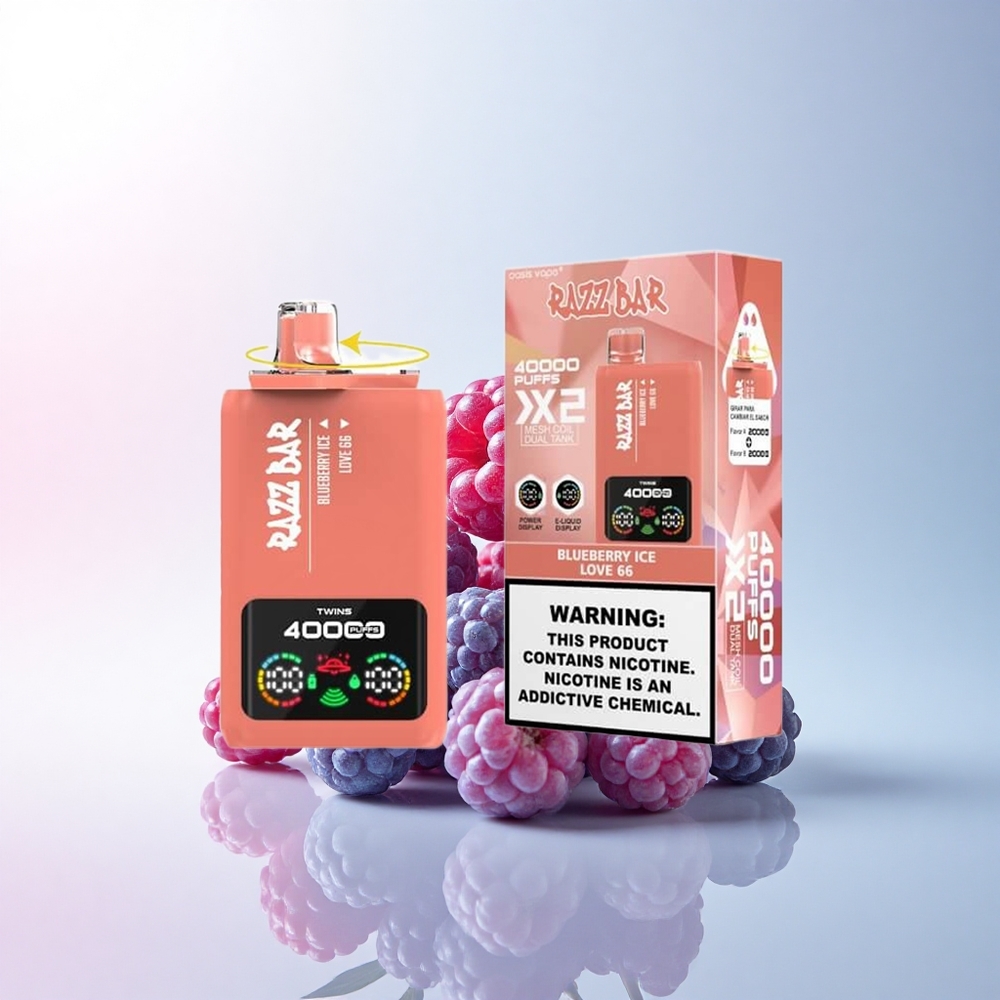 Razz Bar 40000 Puffs Blaubeer-Eis - Liebe 66 mit 650 mAh und 1.0Ohm 2 Mesh Coil