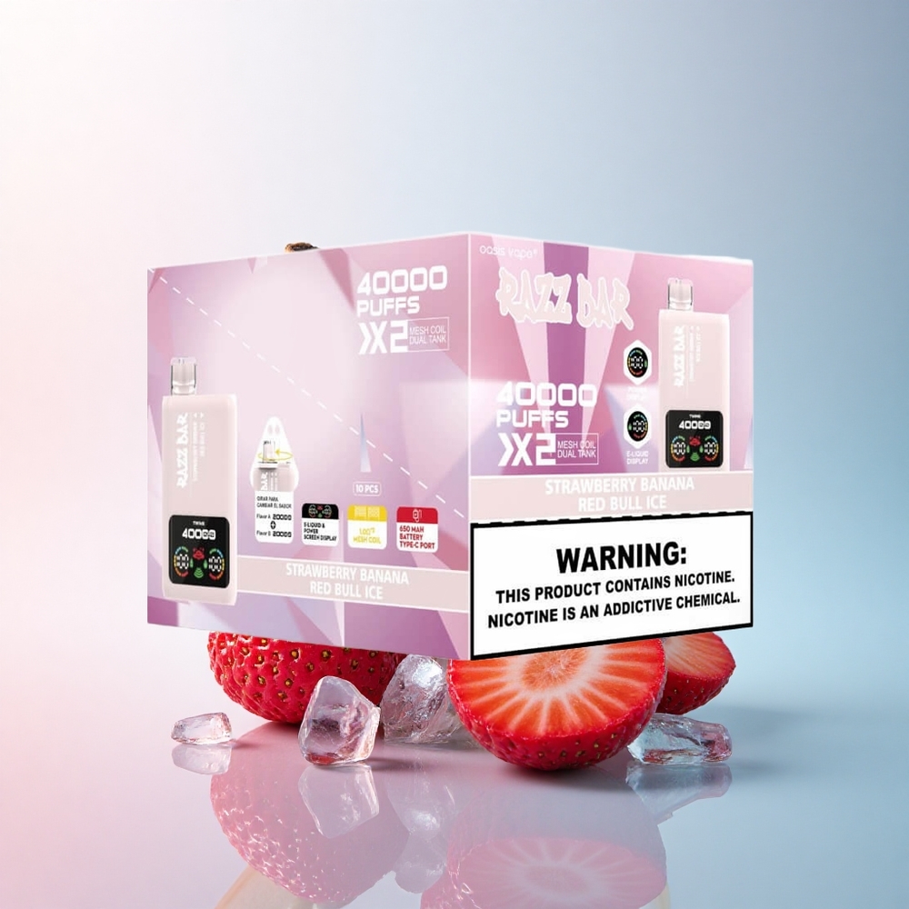 Razz Bar 40000 Puffs Erdbeer-Banane Eis - Typ-C 650mAh Mesh Coil 5% Nikotin