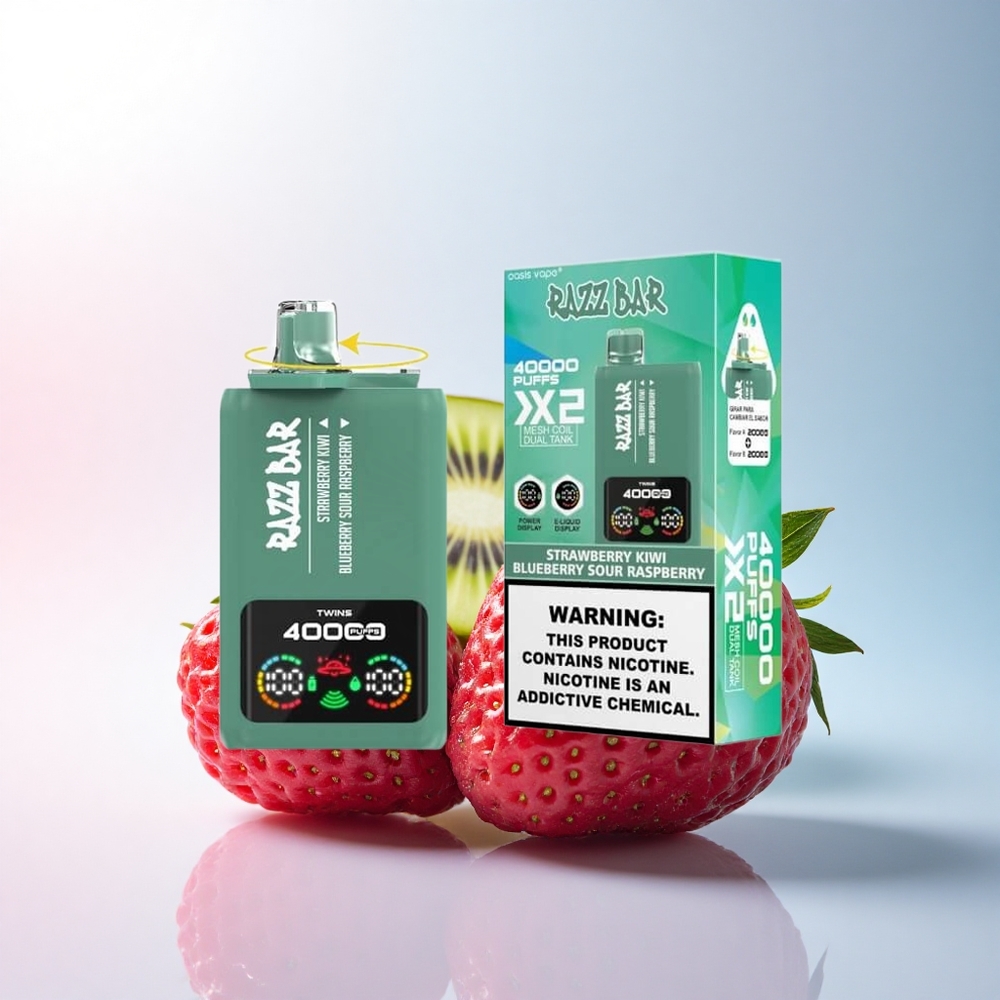 Razz Bar 40000 Puffs Erdbeer-Kiwi-Blaubeer-Sauer-Himbeer mit 650 mAh und 2%,5% Nikotin