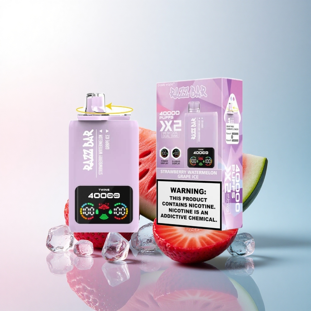 Razz Bar 40000 Puffs Erdbeer-Wassermelone-Trauben-Eis mit 5% Nikotin und 650 mAh