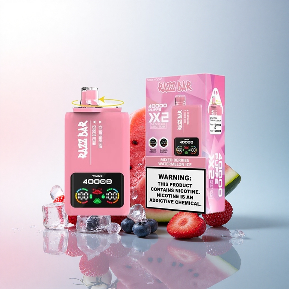 Razz Bar 40000 Puffs Gemischte Beeren - Wassermelonen-Eis mit Typ-C-Anschluss und 650 mAh