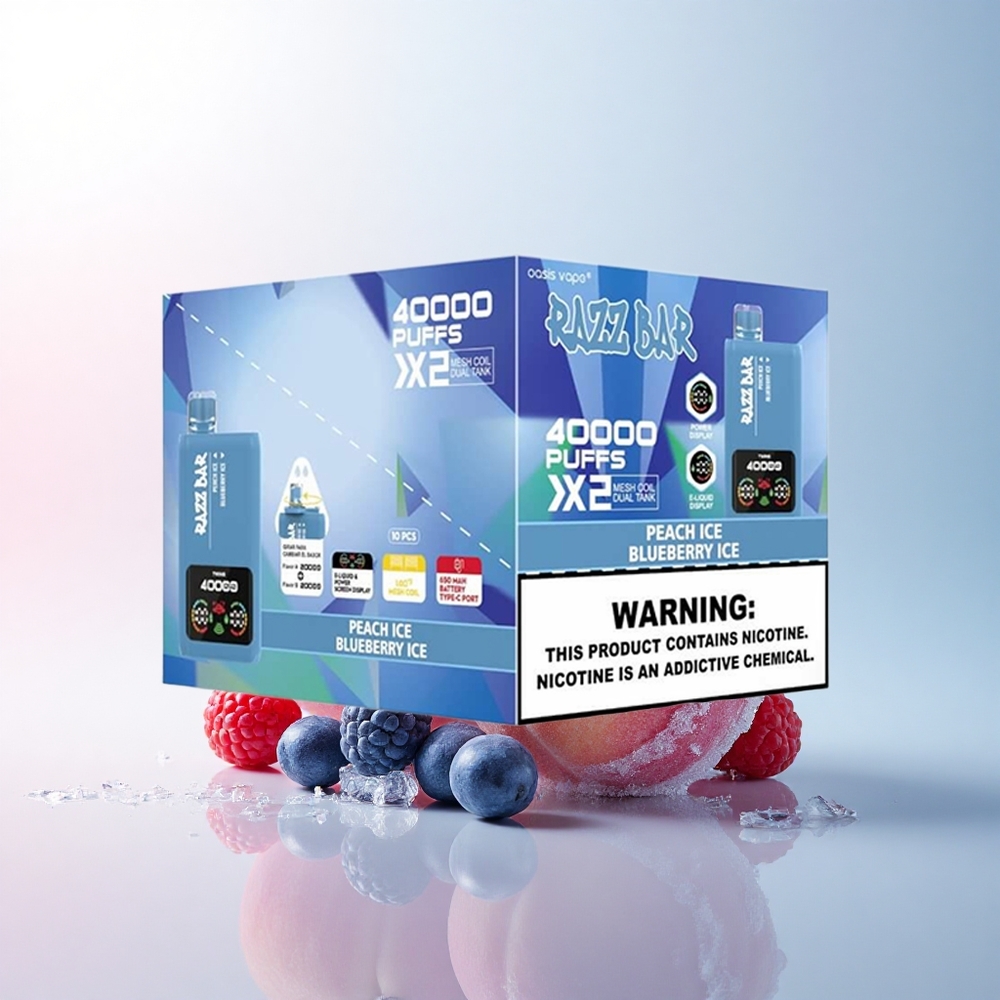 Razz Bar 40000 Puffs Pfirsich-Blauberry-Eis Typ-C 650mAh 2% Nikotin