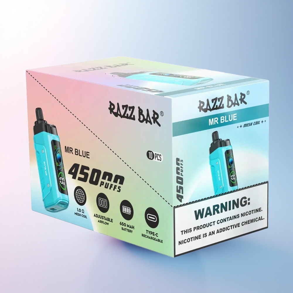 Razz Bar 45000 Puffs Herr Blau 1,0 Ohm Netzspule Typ-C