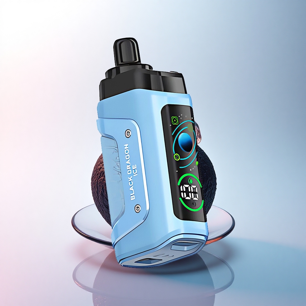 Razz Bar 45000 Puffs Schwarzer Drache Eis Typ-C 650 mAh Netzspule