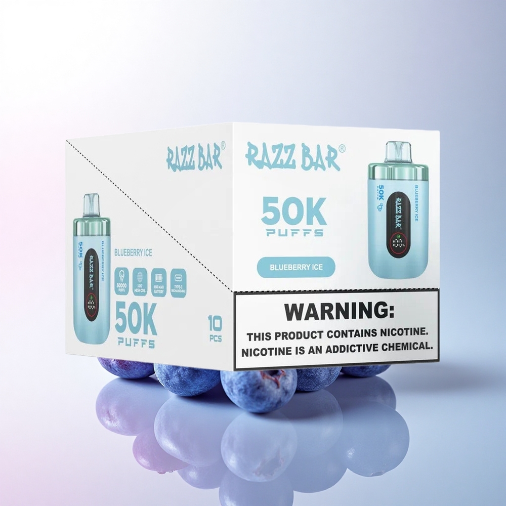 Razz Bar 50K Puffs Blaubeer-Eis 2% Nikotin Typ-C 650 mAh
