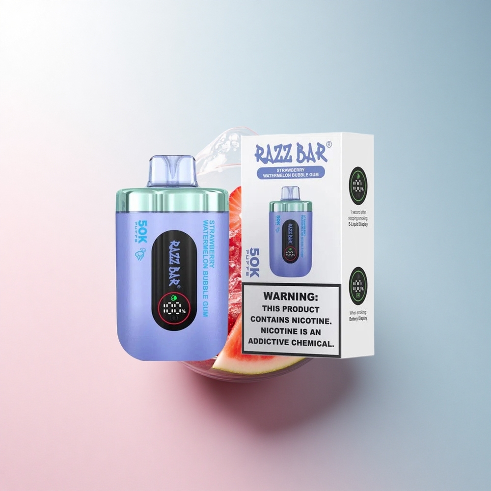 Razz Bar 50K Puffs Erdbeer-Wassermelone-Kaugummi mit 2% Nikotin und 650 mAh