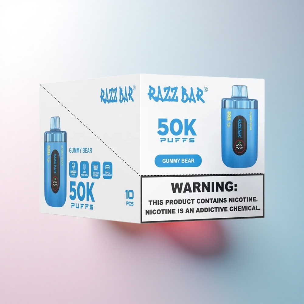 Razz Bar 50K Puffs Gummibärchen 650 mAh Typ-C 2% Nikotin