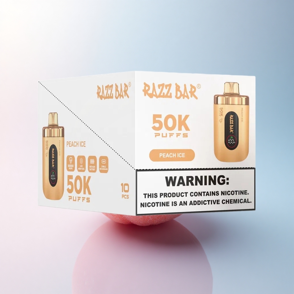 Razz Bar 50K Puffs Pfirsich-Eis Typ-C 650mAh 2% Nikotin