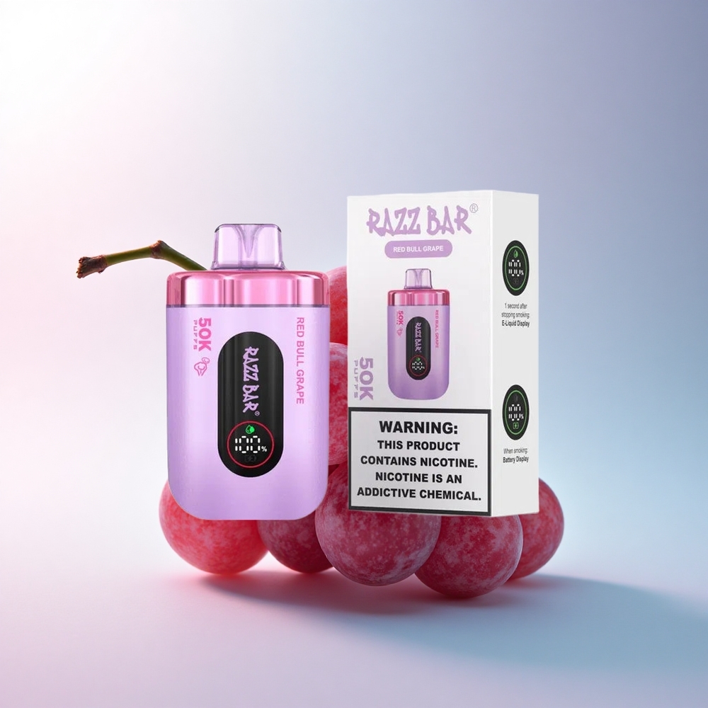 Razz Bar 50K Puffs Roter Stier Traube 2% Nikotin Typ-C 650 mAh