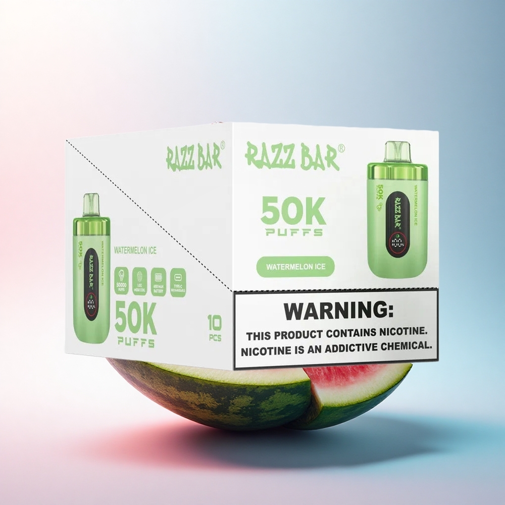 Razz Bar 50K Puffs Wassermelone-Eis Typ-C 650 mAh 2% Nikotin