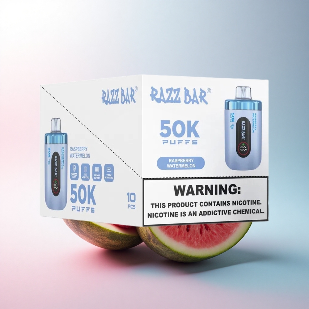 Razz Bar 50K Puffs Wassermelonen-Himbeere mit 2% Nikotin und 650 mAh