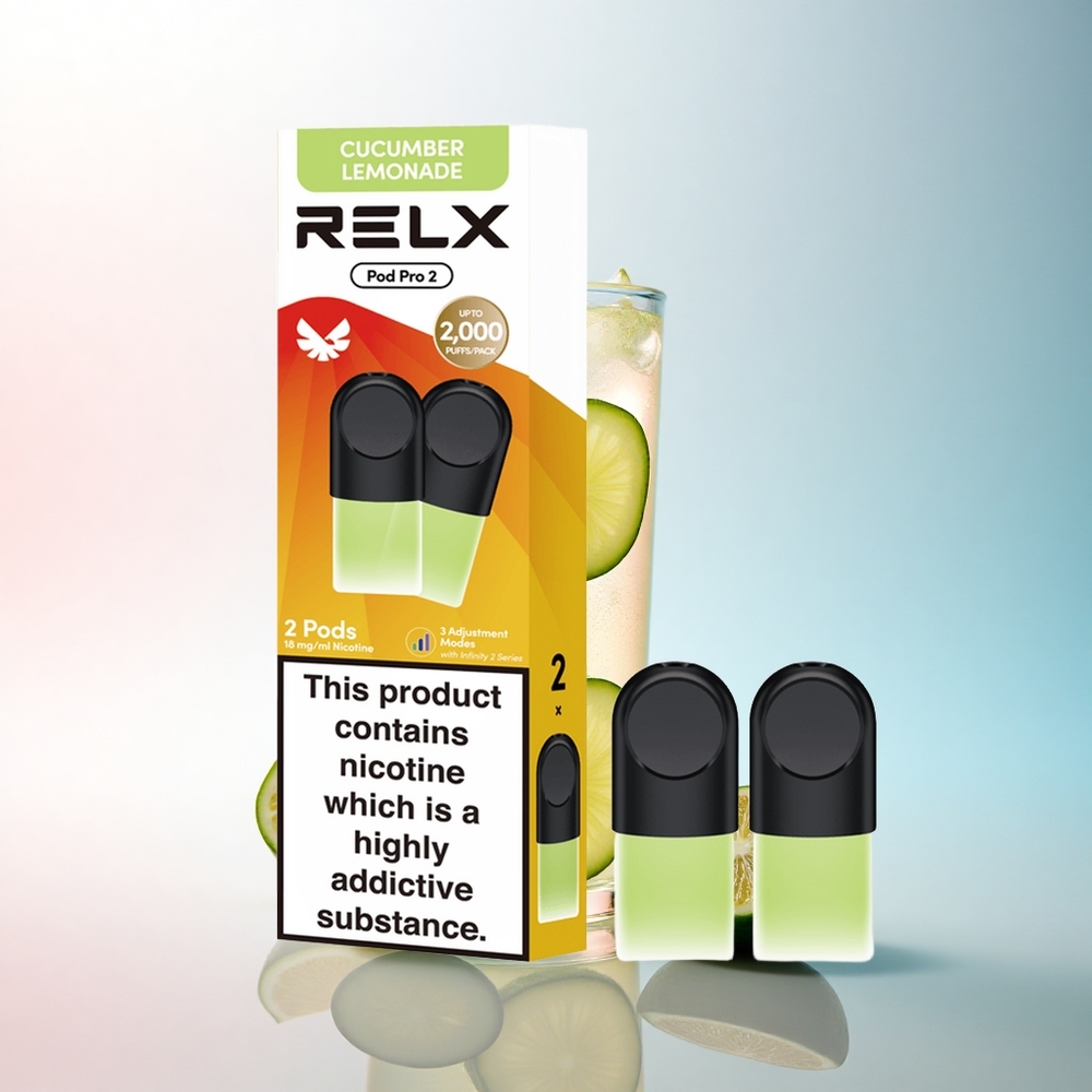Relx Pod Pro 2 Vape Device Getränk-Gurkenlimonade 18mg/ml Nikotin mit 1,9ml Fassungsvermögen und 3 Spannungsstufen