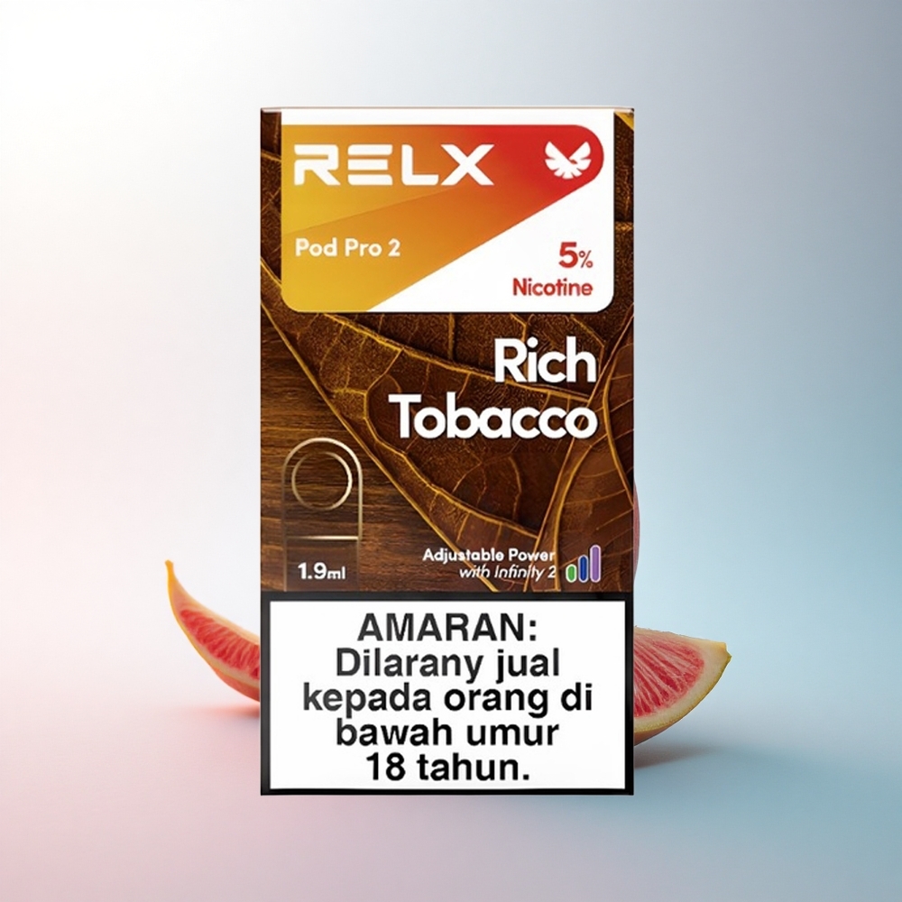 Relx Pod Pro 2 Vape Device Reicher Tabak 50mg/ml Nikotin mit 1,9ml Dampfkapazität und 3 Spannungsstufen