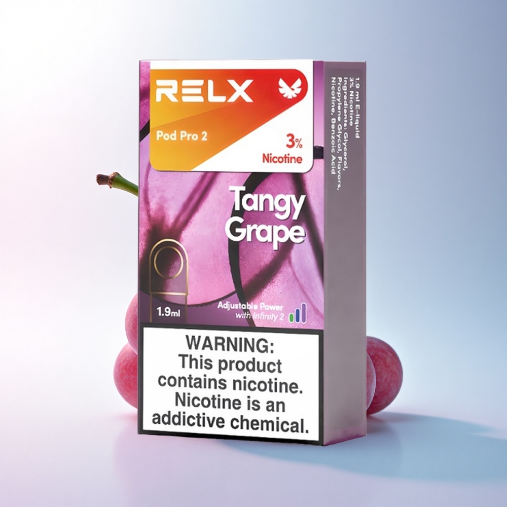 Relx Pod Pro 2 Vape Device Säuerliche Traube 30mg/ml Nikotin 1,9ml Kapazität 3 Spannungsstufen