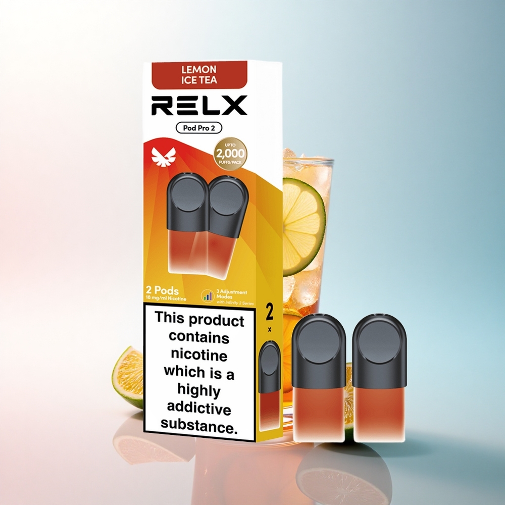 Relx Pod Pro 2 Vape Device Tee-Zitrone Eistee 18mg/ml Nikotin, 1,9ml Dampfkapazität, 3 Spannungsstufen