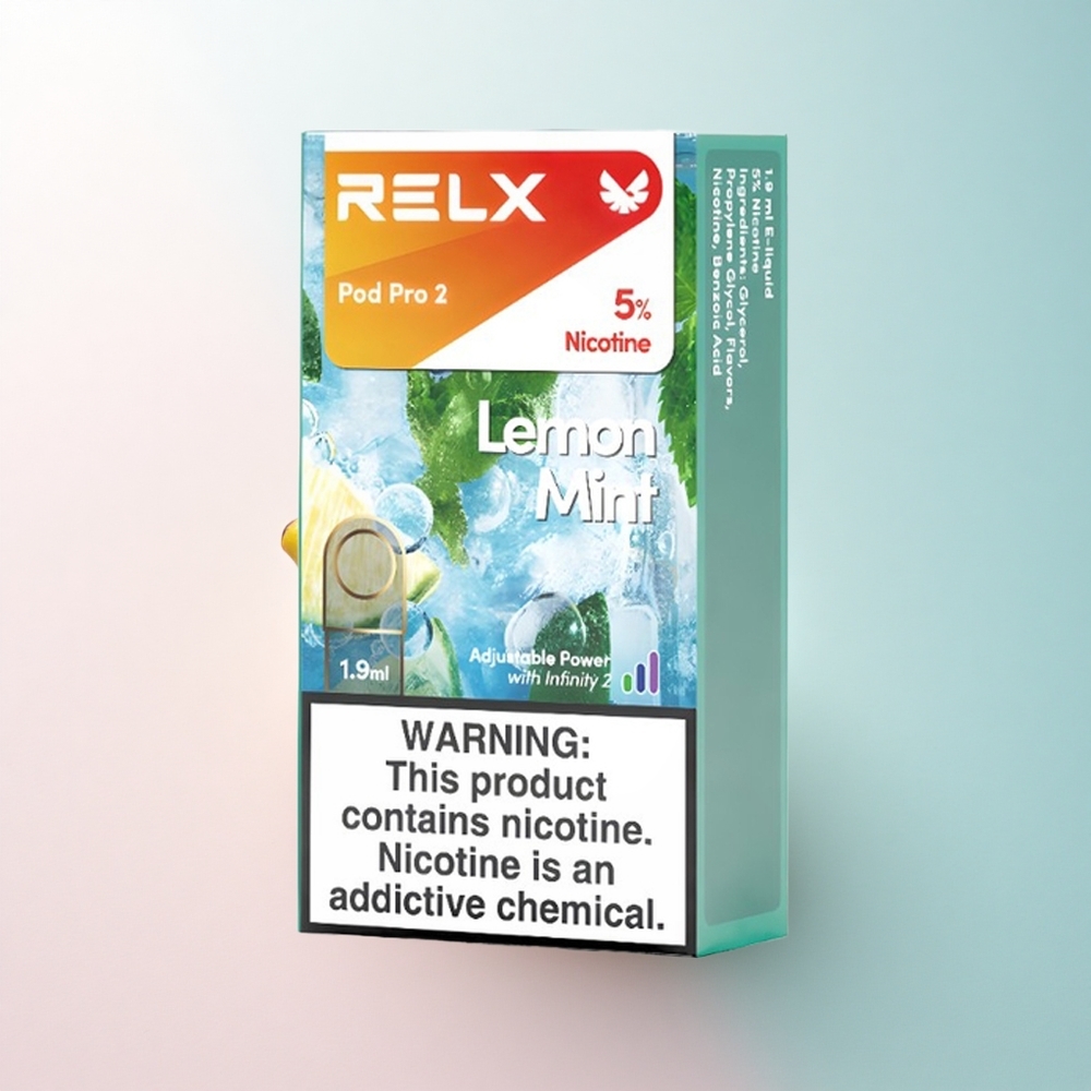 Relx Pod Pro 2 Vape Device Zitronenminze 50mg/ml Nikotingehalt, 1,9ml Dampfkapazität, 3 Spannungsstufen